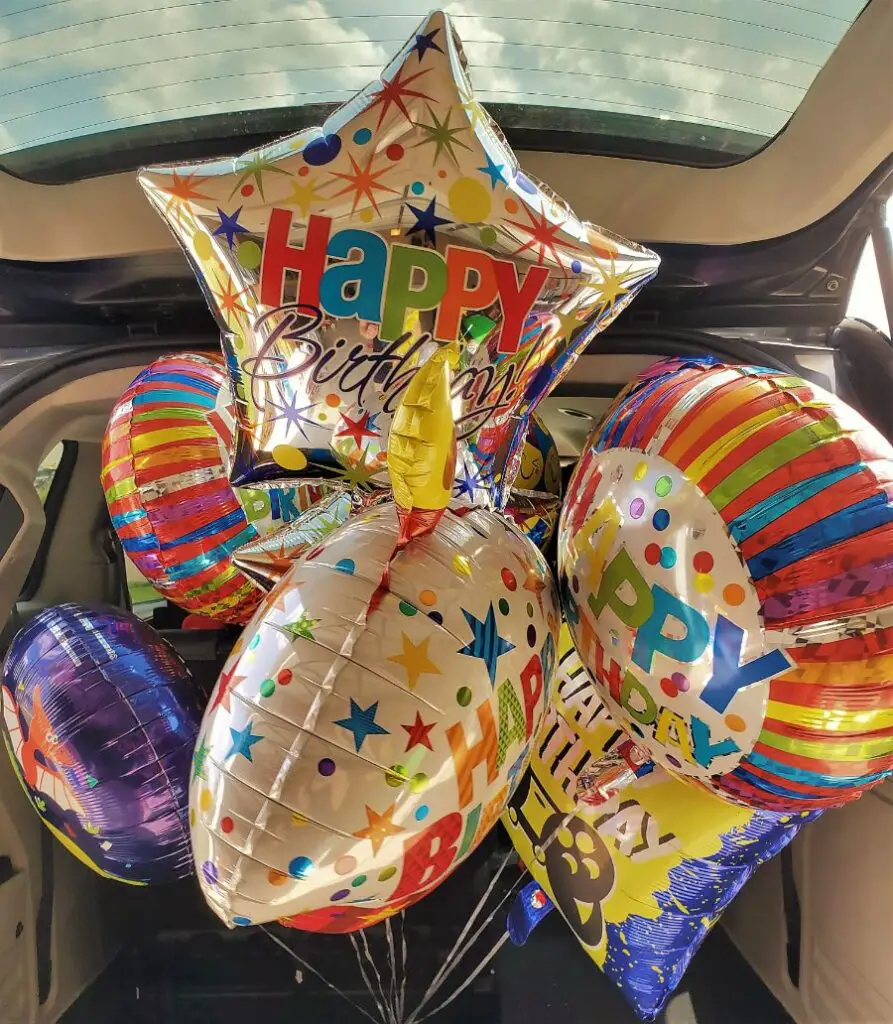 Mylar Balloons in a Car