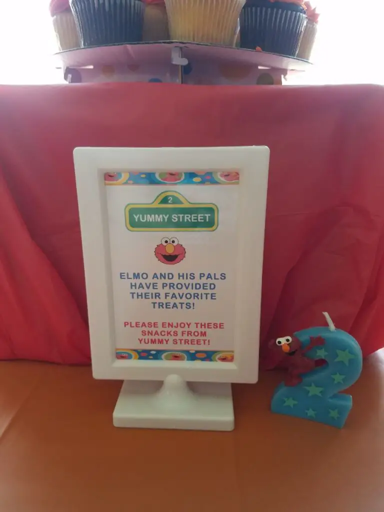 Elmo Themed Birthday Yummy Street Sign for Snack Table